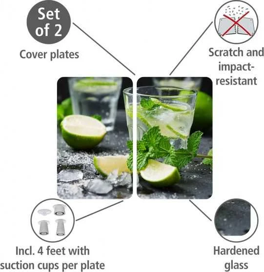 MOJITO stiklo apsauginės plokštės viryklei - 2 vnt, WENKO