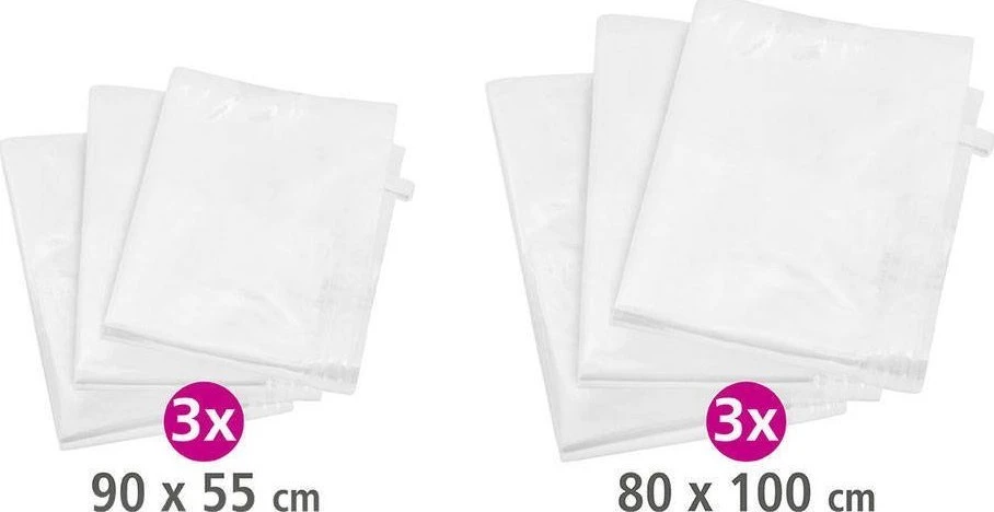 Vakuuminiai pakavimo maišeliai tekstilei WENKO komplektas 6 vnt, hermetiški vakuuminiai maišeliai drabužiams