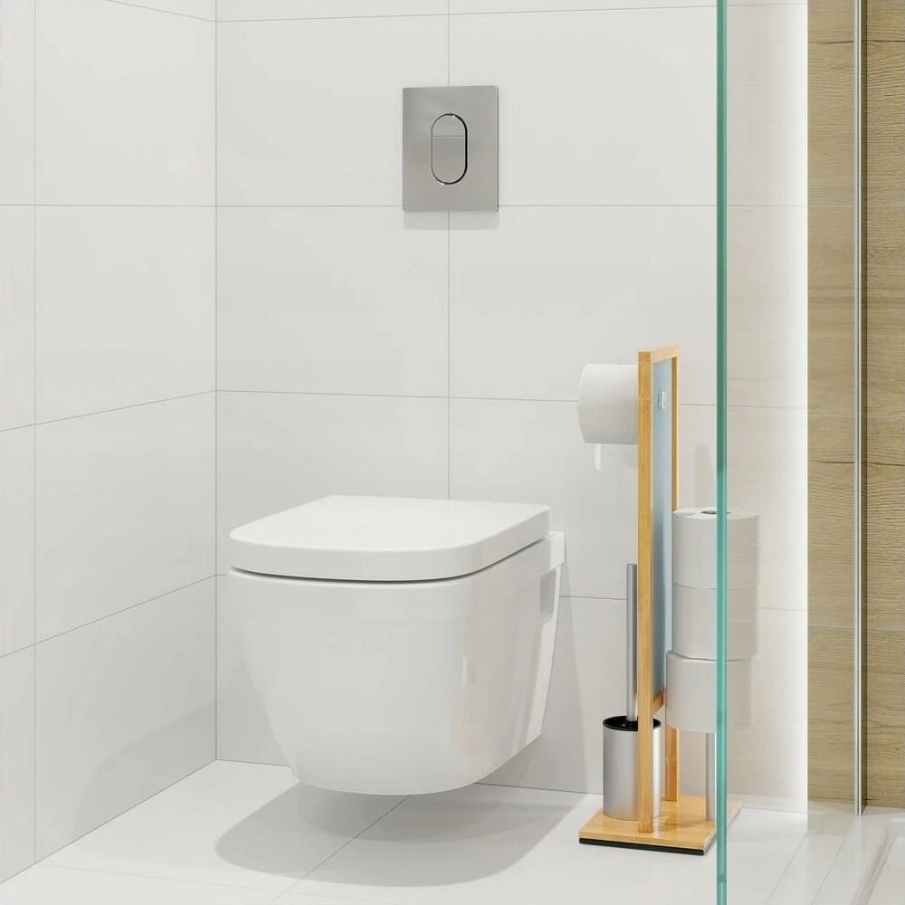 Tualeto popieriaus stovas ir šepetys wc RIVALTA, 3in1, bambukas, WENKO