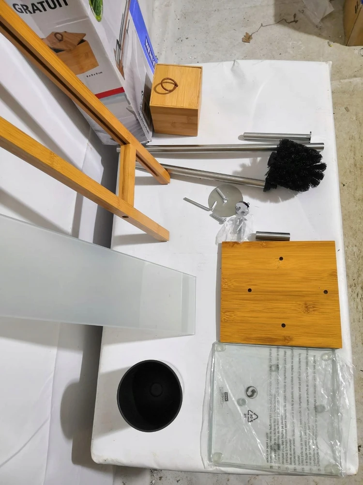 Tualeto popieriaus stovas ir šepetys wc RIVALTA, 3in1, bambukas, WENKO