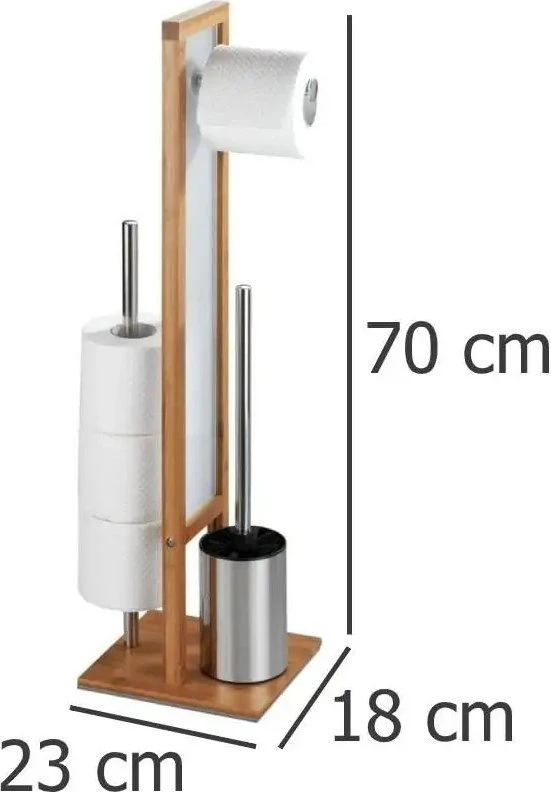 Tualeto popieriaus stovas ir šepetys wc RIVALTA, 3in1, bambukas, WENKO