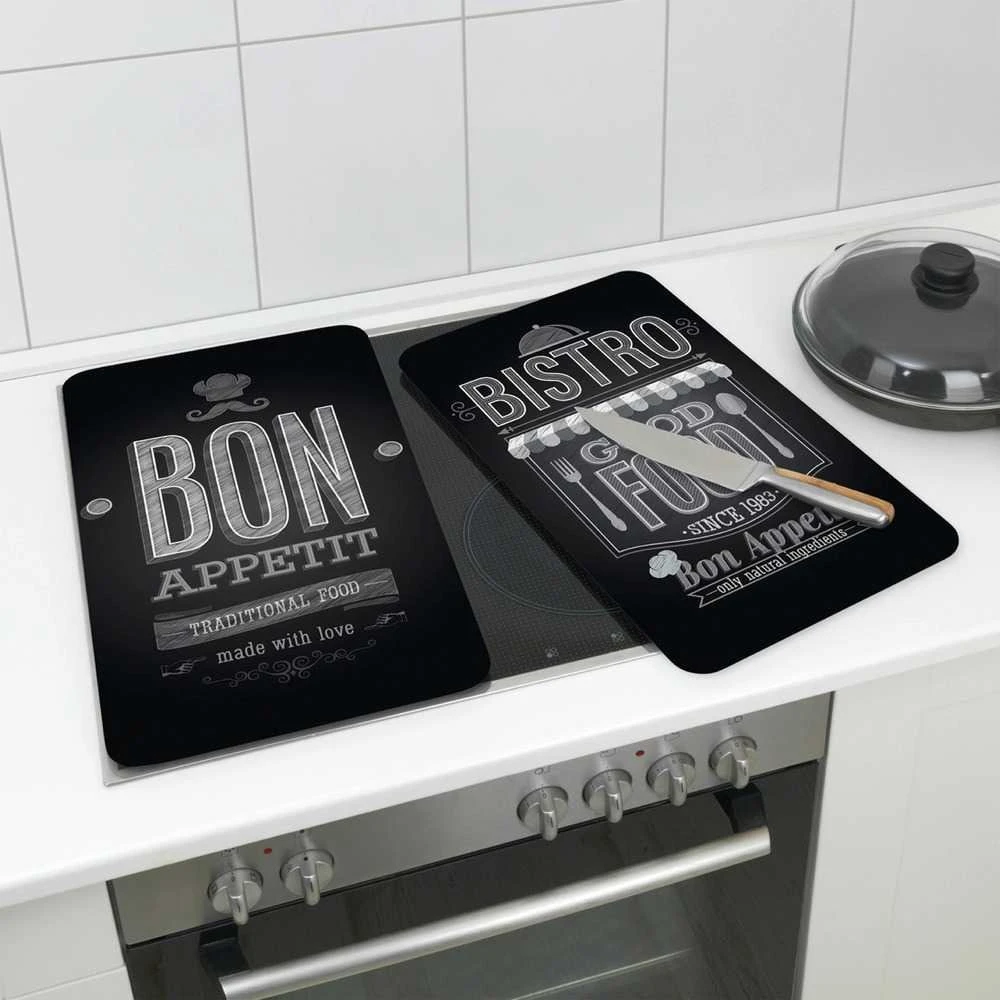 Stiklinės apsauginės plokštės BON APPETIT viryklei - 2 vnt, WENKO,