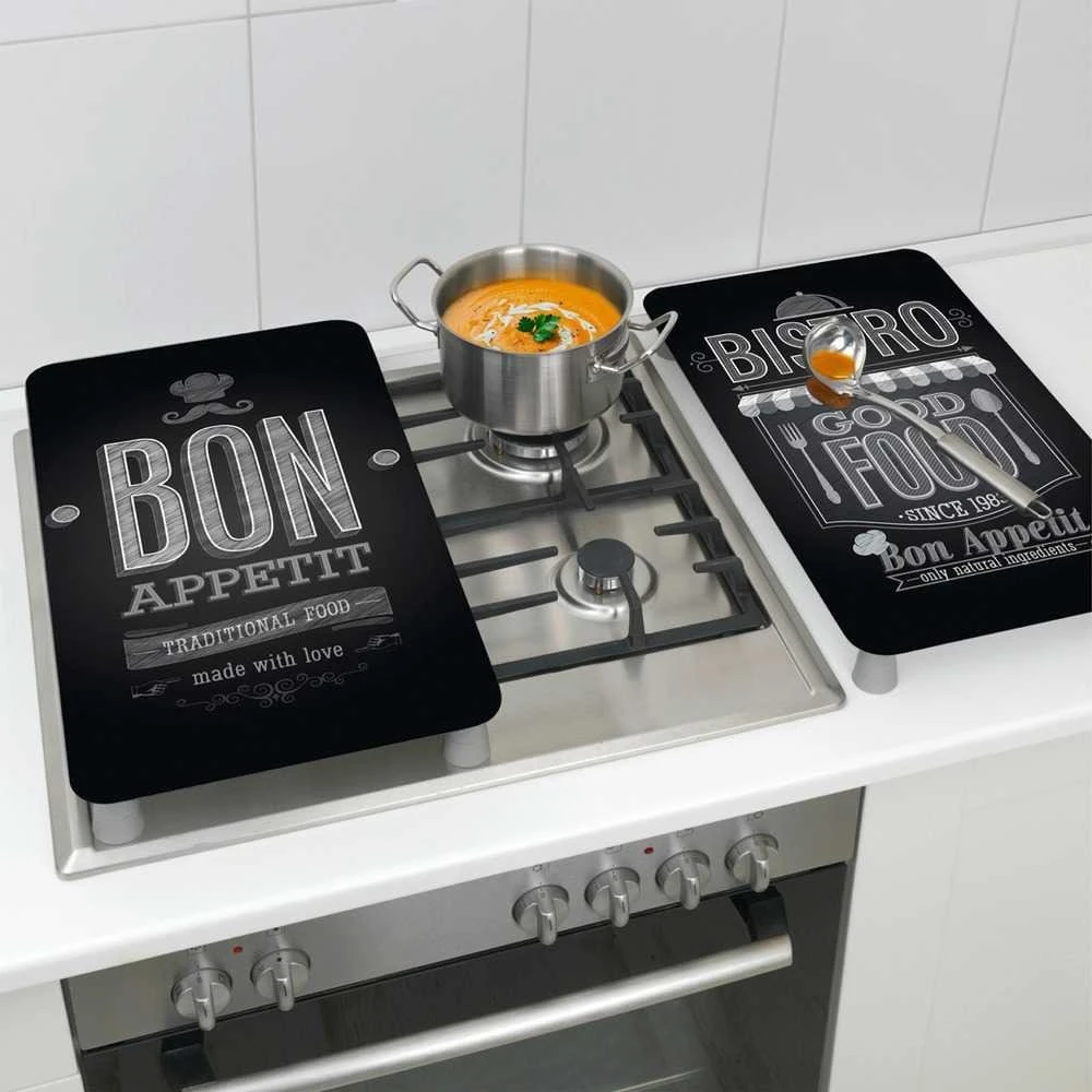 Stiklinės apsauginės plokštės BON APPETIT viryklei - 2 vnt, WENKO,
