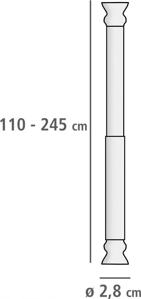 Teleskopinė dušo užuolaidų strypas, Ø 2,8 cm, 110-245 cm, WENKO