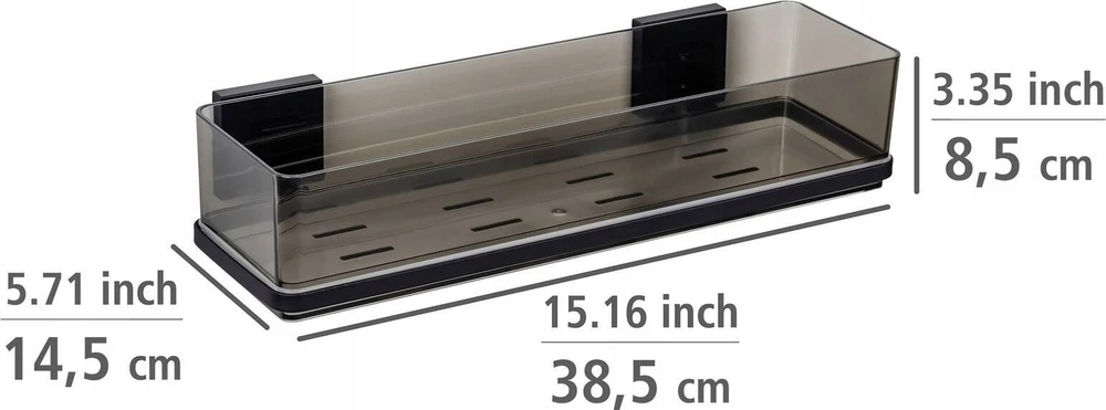 Wenko QUADRO skaidri vonios lentyna, montavimas be gręžimo