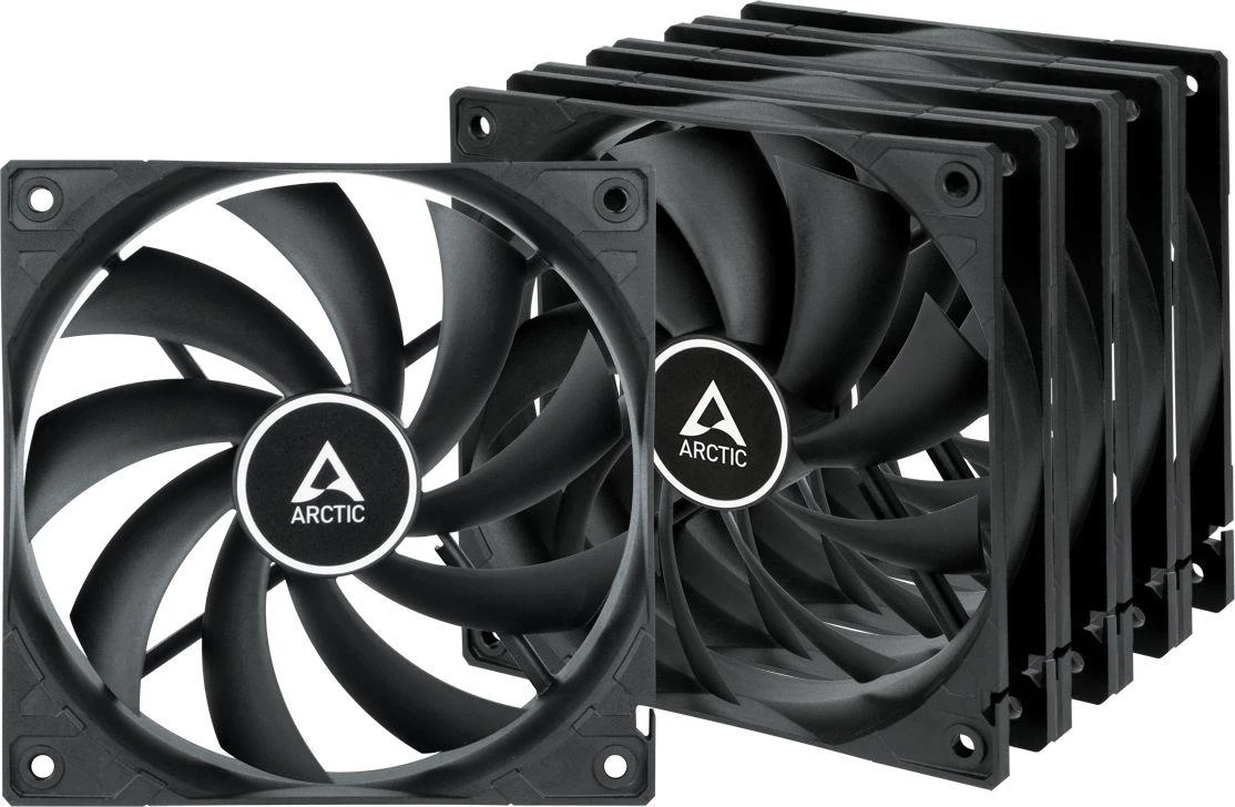 Arctic Cooling ARCTIC F12, 3-pin, 120mm, korpuso ventiliatoriai, juodi, 5 vnt.