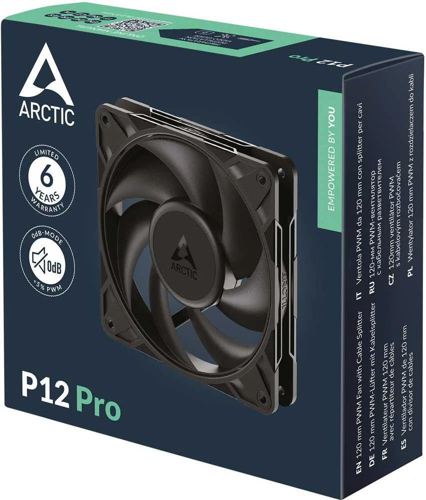 ARCTIC P12 Pro ventiliatorius pakuotėje