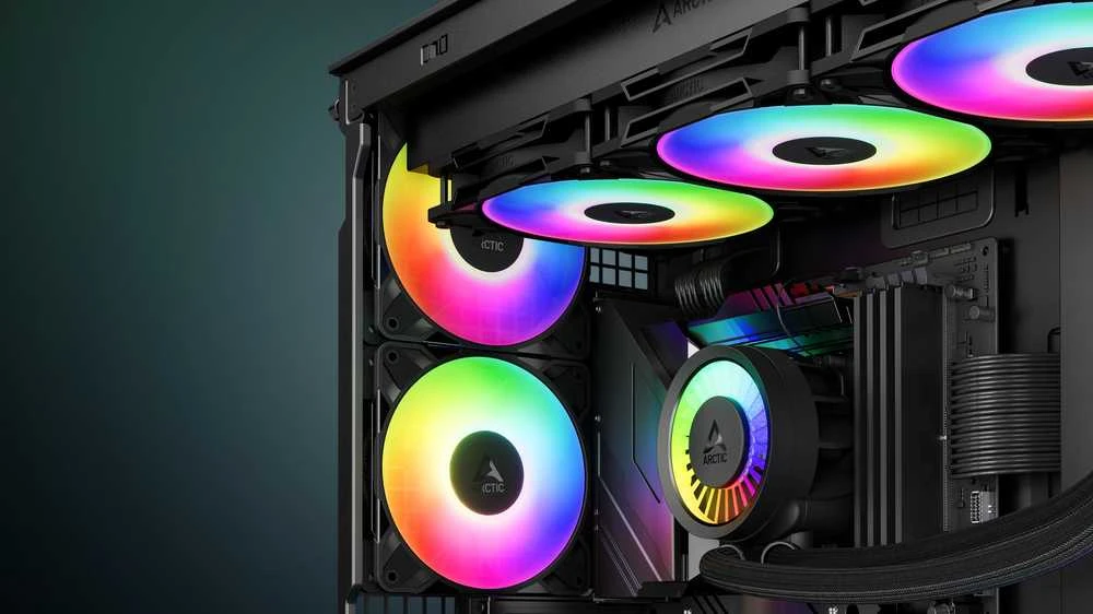 ARCTIC P14 Pro ventiliatoriai kompiuterio korpuse su RGB apšvietimu