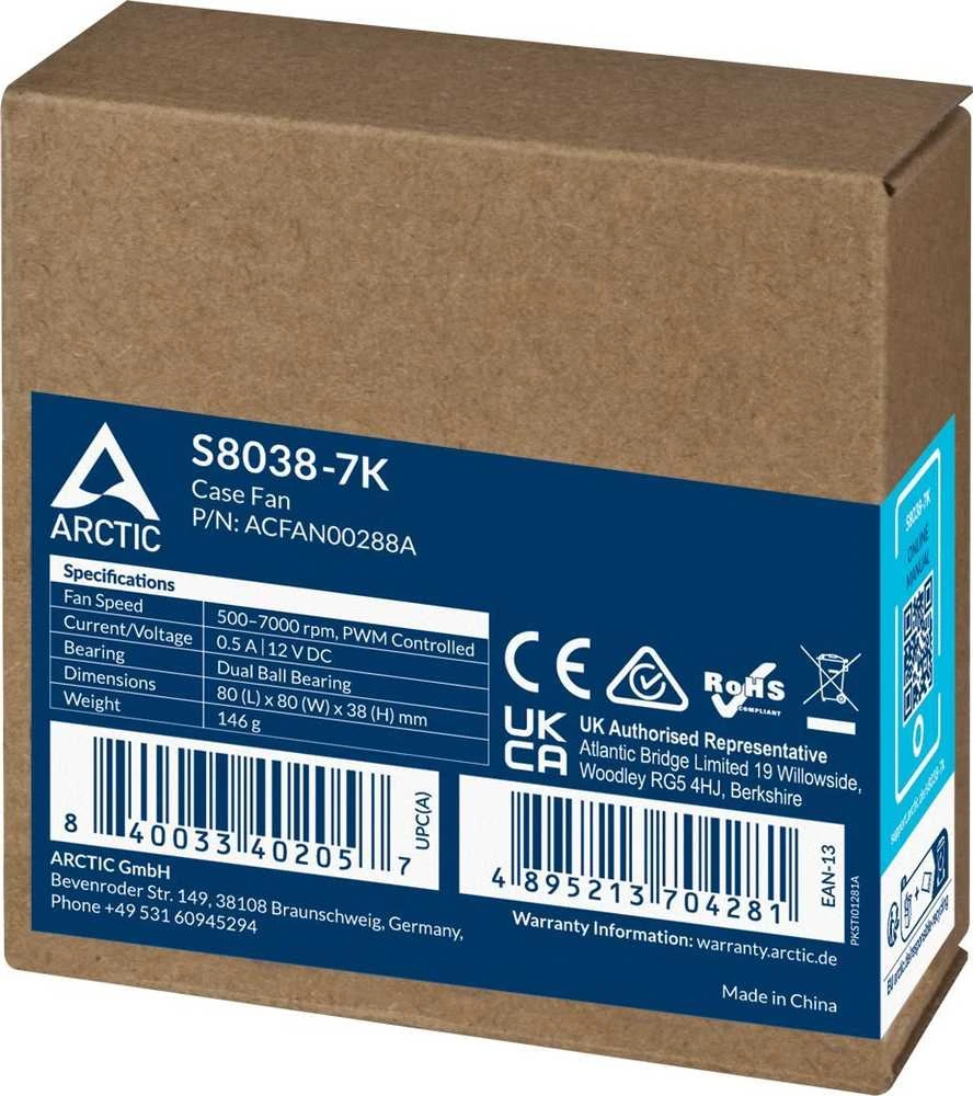 ARCTIC S8038-7K serverio ventiliatorius, 4-pin, 80mm