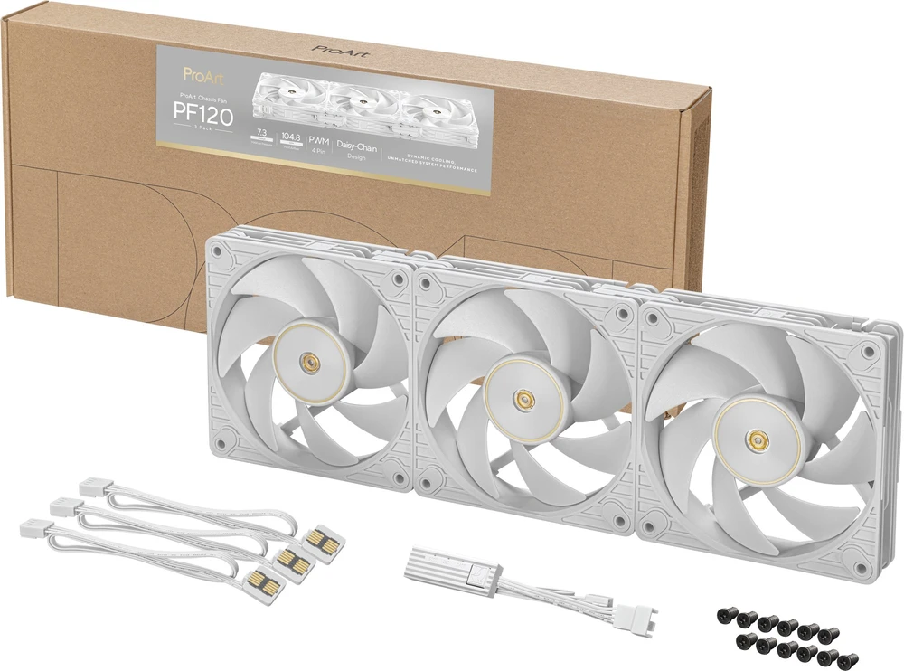 ASUS ProArt PF120 Fan PWM Baltas 3in1 Kompiuterio dėklas 12 cm 3 pc(s)