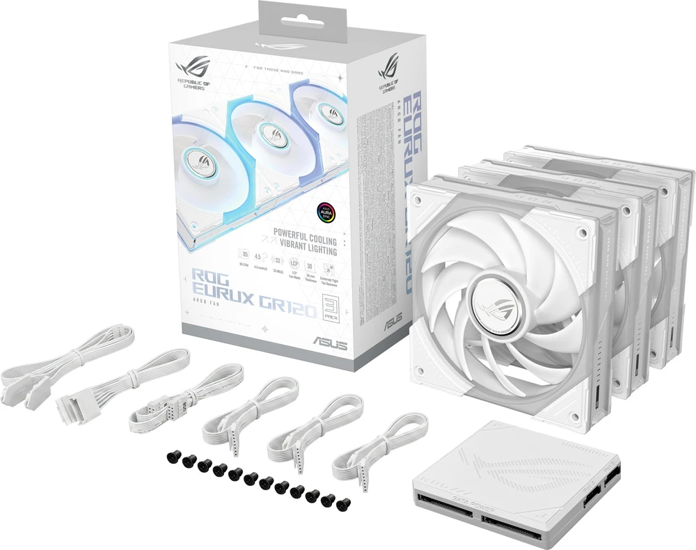 Asus ROG EURUX GR120 FAN ARGB ventiliatorius baltas 3IN1 (90DA00J3-B09020)