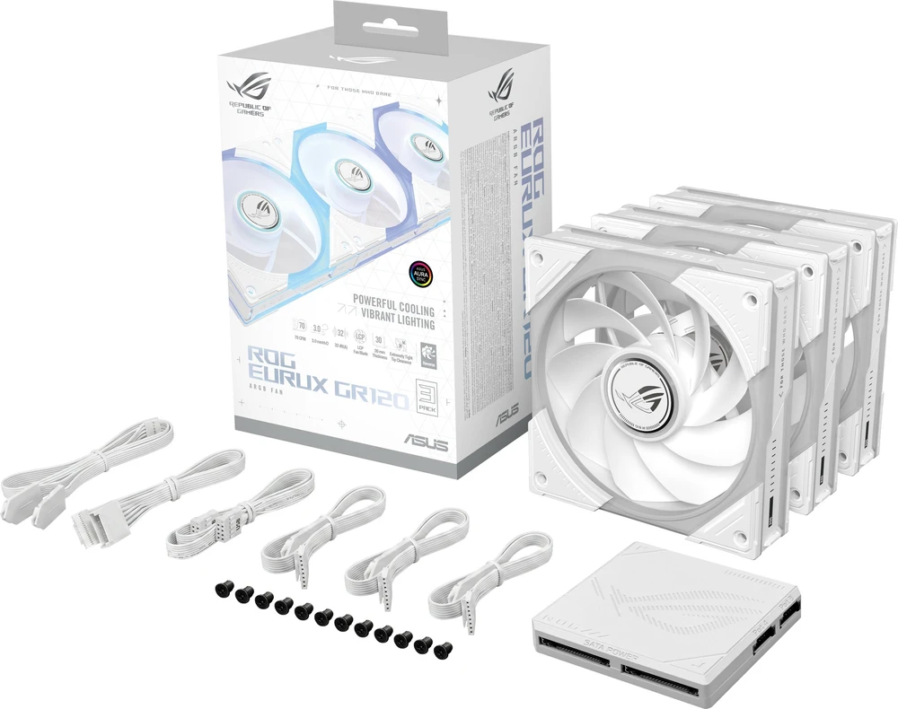Wentiliatorius Asus ROG EURUX GR120 FAN ARGB REVERSE Baltas 3IN1 (90DA00K3-B09020)