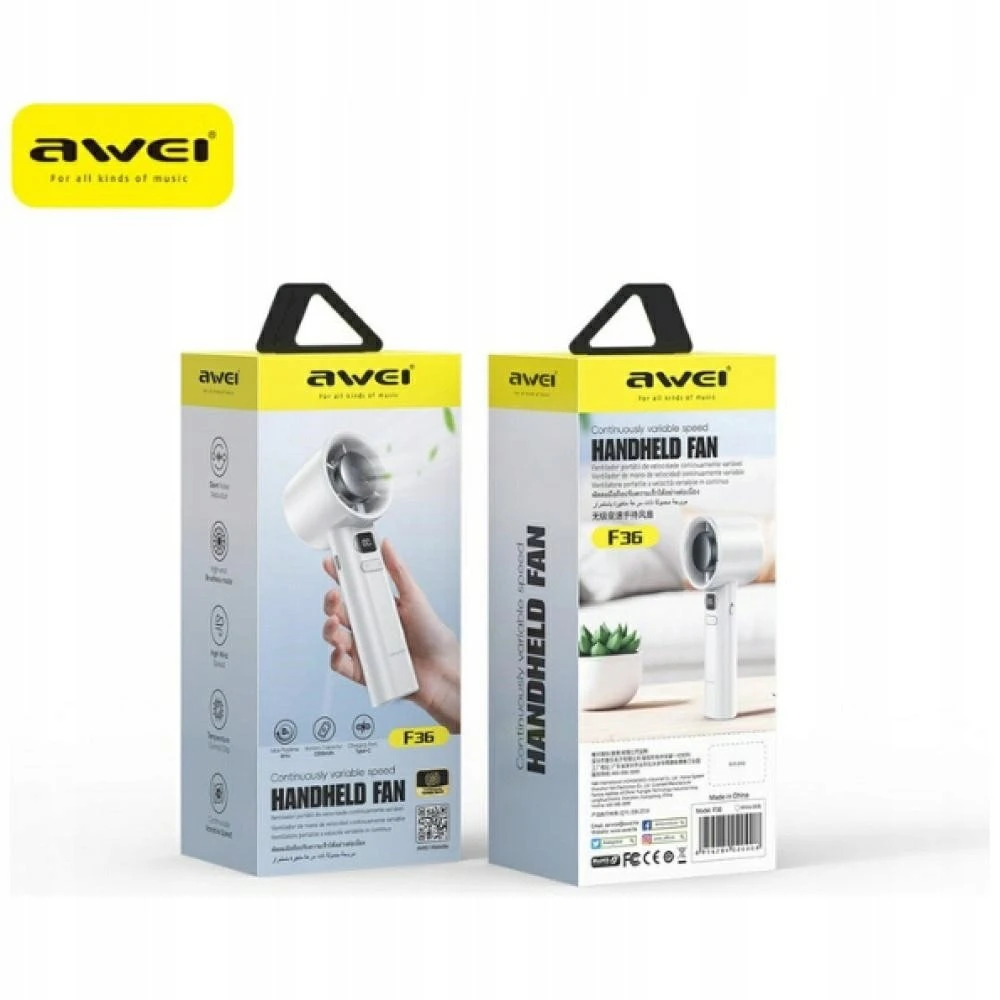 Mini Ventiliatorius AWEI F36 2200mAh baltos spalvos