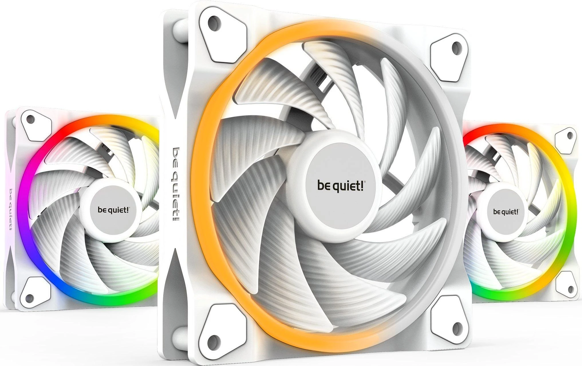 Be Quiet! Light Wings baltas ventiliatorius su RGB apšvietimu