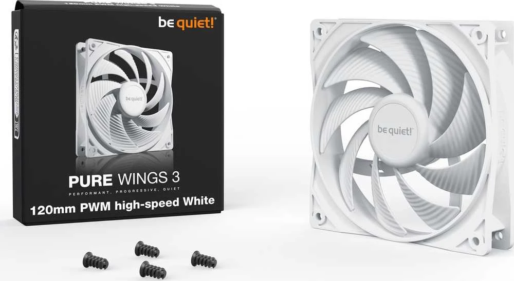 Be Quiet! Pure Wings 3 120mm PWM baltas ventiliatorius su priedais