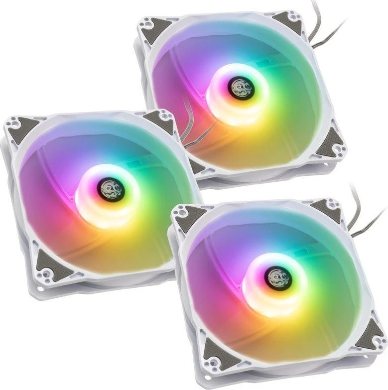 Bitspower Notos RGB PWM korpuso ventiliatorius, 120mm – baltos spalvos, 3er-Pack