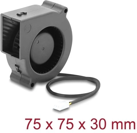 Delock radialinis ventiliatorius / pūstuvo ventiliatorius 12 V DC 75 x 75 x 30 mm su 3 kontaktų ventiliatoriaus jungtimi, juodas (67495)