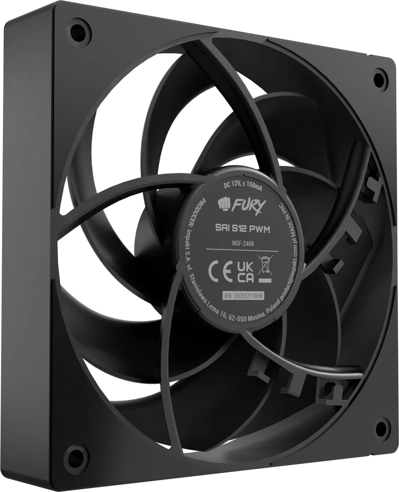 Fury SAI S12 PWM ventiliatorius - galinė dalis
