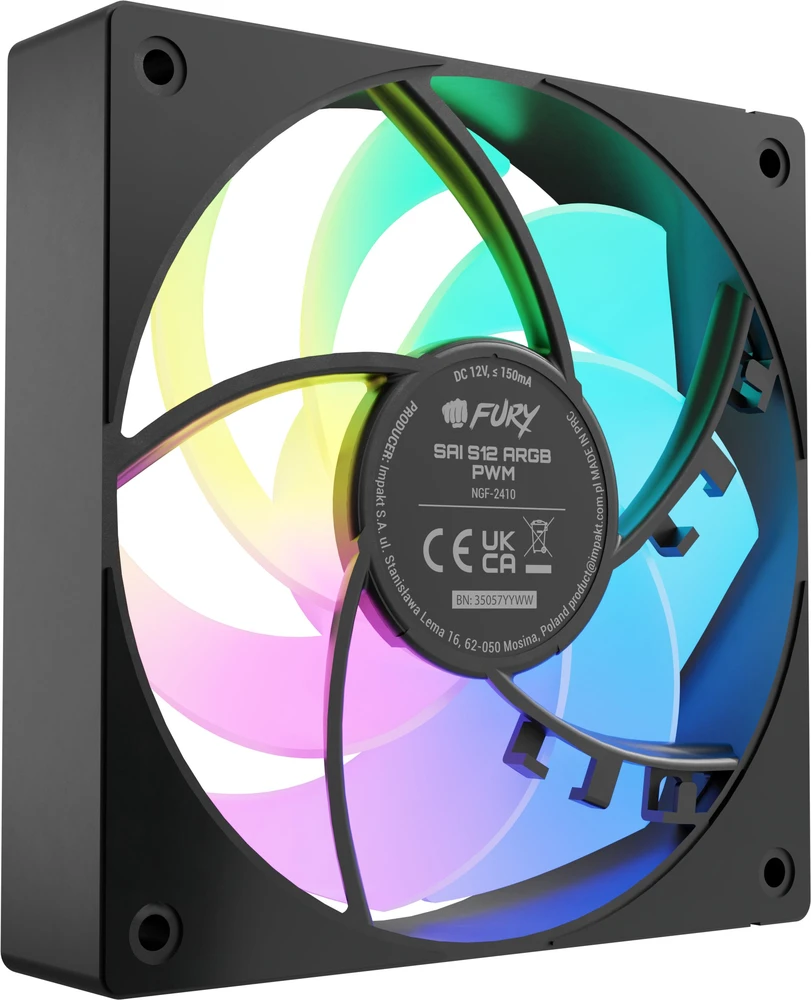 FURY SAI S12 ventiliatorius - nugarėlė su techniniais parametrais