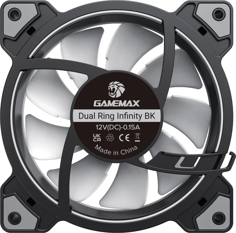 „Gamemax“ korpuso ventiliatorius | DUAL RING INFINITY BK | Juodas