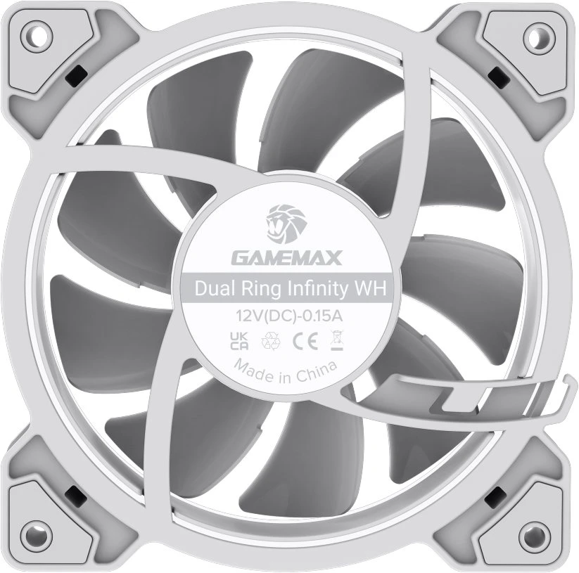 „Gamemax“ korpuso ventiliatorius | DUAL RING INFINITY WH | Baltas