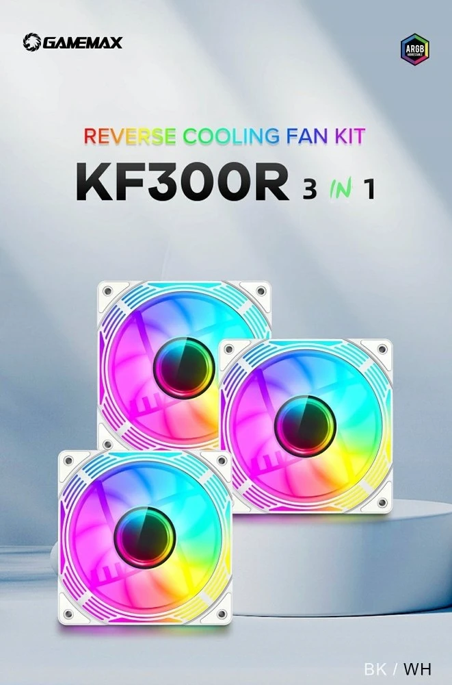 Gamemax Case Fan | KF300R WH | Baltas
