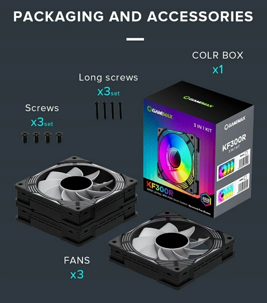 Gamemax Case Fan | KF300R BK | Juodas