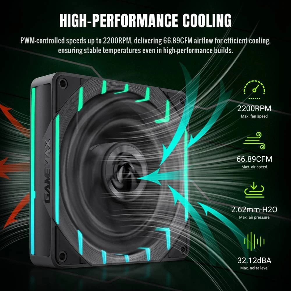 Nezatříděno Gamemax Case Fan | TORNADO T12 ARGB-R | Juodas