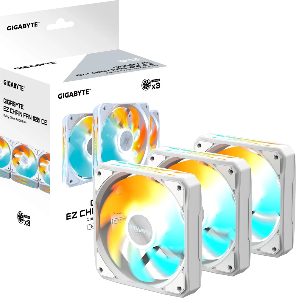 Gigabyte EZ Chain Fan 120 Ice trijų ventiliatorių rinkinys