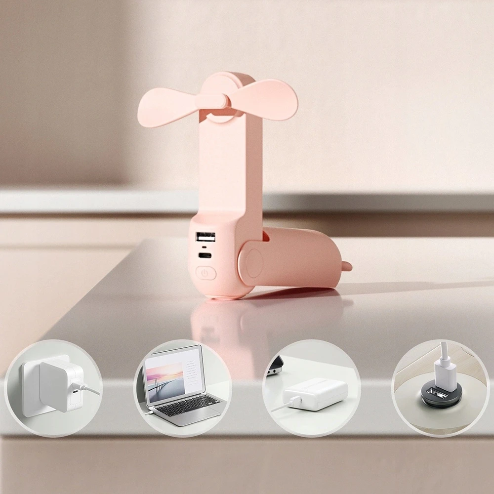„Jisulife“ nešiojamas ventiliatorius „Life8 Plus“ su USB įkroviklio funkcija, 4500 mAh, ir žibintuvėliu - Rožinė