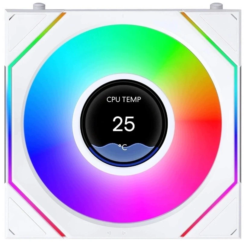 Lian Li UNI FAN SL-INF LCD FLEX belaidis ventiliatorius, ARGB ir LCD · atvirkštinės mentės, 120 mm, baltas