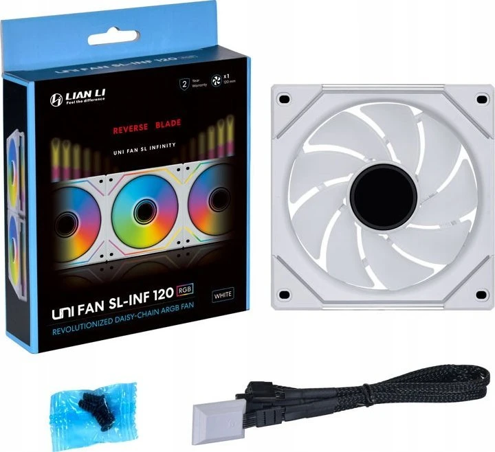 Lian Li UNI FAN SL-INF 120 ARGB Reverse Blade PWM korpuso ventiliatorius- 120mm, baltos spalvos