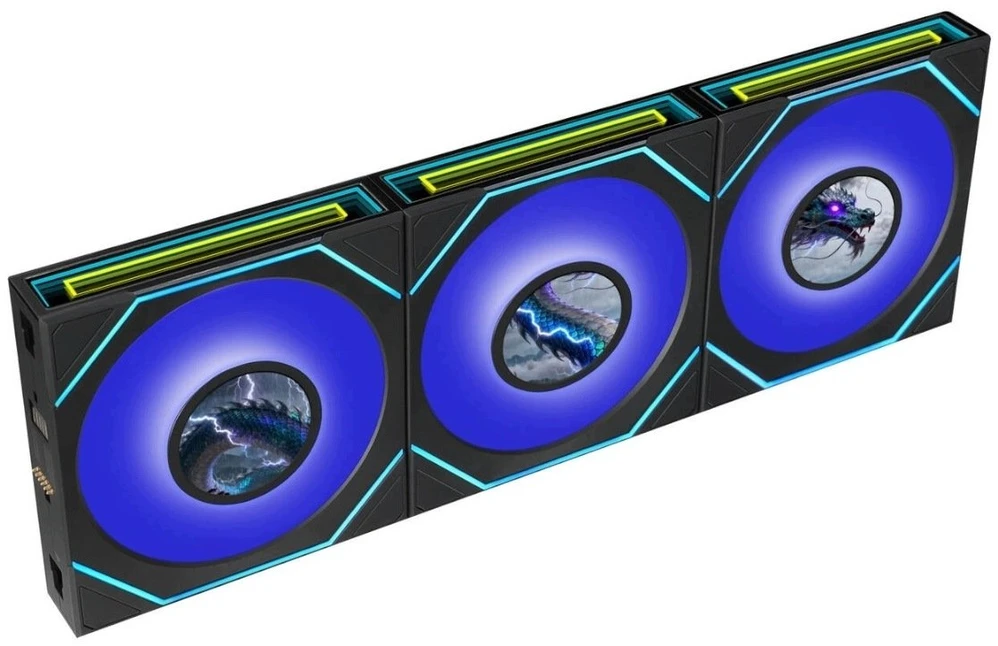Lian Li UNI FAN SL-INF LCD FLEX belaidis ventiliatorius, ARGB ir LCD ekranų su atvirkštine ašmenimis, 120 mm, juodas, 3 vnt. pakuotėje su valdikliu