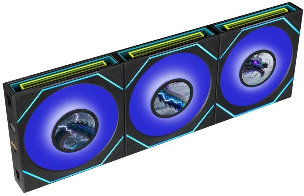 Lian Li UNI FAN SL-INF LCD FLEX belaidis ventiliatorius, ARGB ir LCD Ø 120 mm, juodas, 3 vnt. pakuotėje su valdikliu