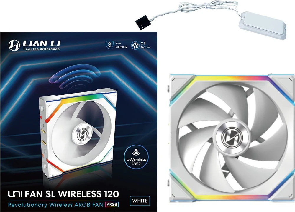 Lian Li UNI FAN SL Wireless ARGB PWM korpuso ventiliatorius – 120 mm, baltos spalvos
