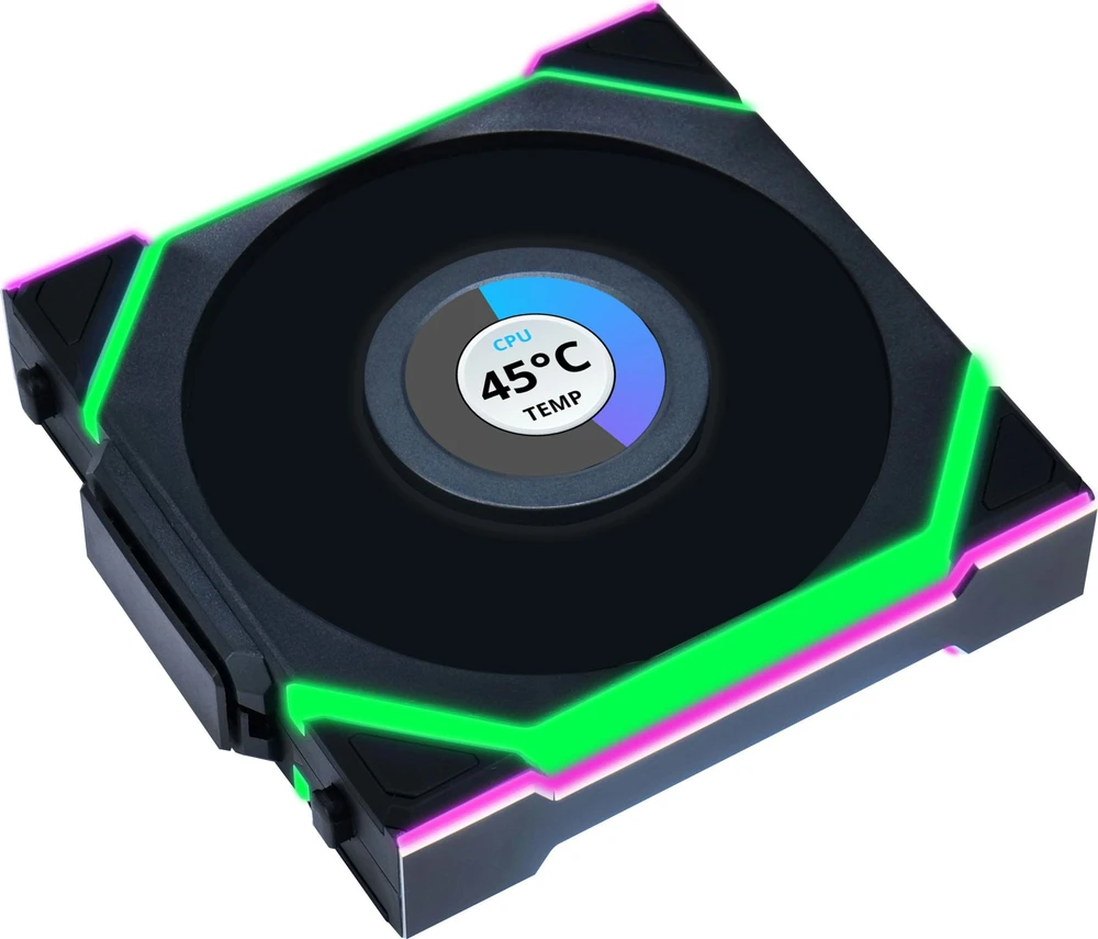 Lian Li UNI FAN SL Wireless LCD korpuso ventiliatorius, ARGB, PWM – 120 mm, juodos spalvos