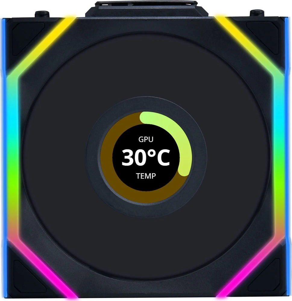 Lian Li UNI FAN SL Wireless LCD korpuso ventiliatorius, ARGB, PWM, 3er-Pack su valdikliu- 120 mm, juodos spalvos