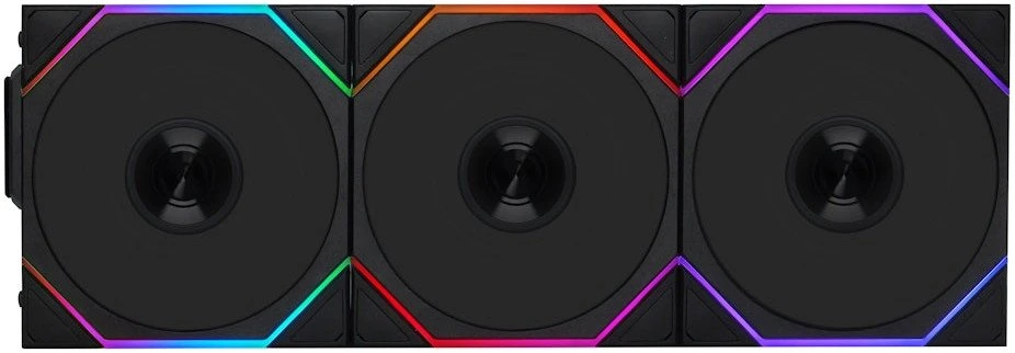 Lian Li UNI FAN TL Wireless korpuso ventiliatorius, ARGB, PWM, 3er-Pack – Reverse Blade, 120mm, juodos spalvos