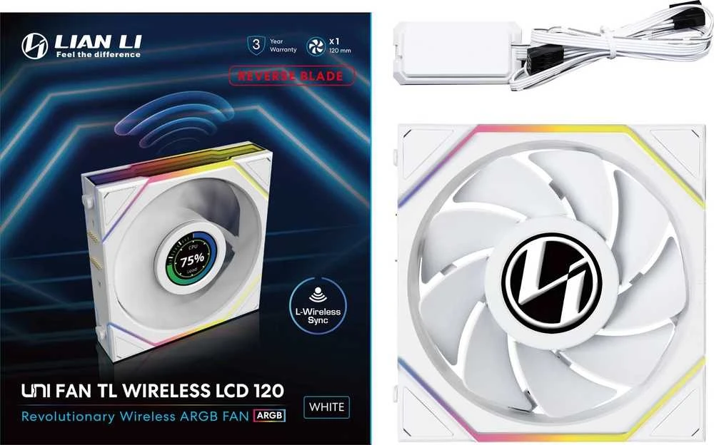 Lian Li UNI FAN TL LCD ventiliatorius, 120 mm, baltas