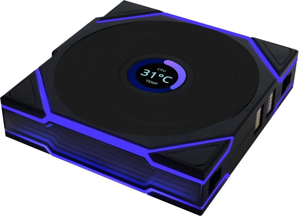 Lian Li UNI FAN TL Wireless LCD korpuso ventiliatorius, ARGB, PWM, 3er-Pack su valdikliu- Reverse Blade, 120mm, juodos spalvos