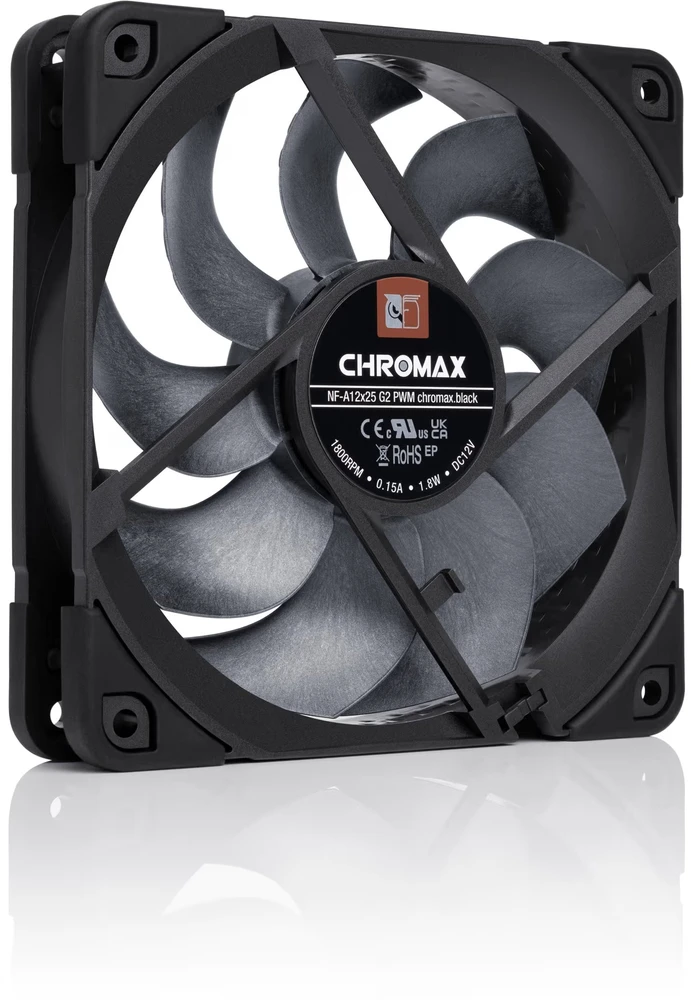 NOCTUA NF-A12x25 G2 PWM Fan – 120mm, chromax/juodas