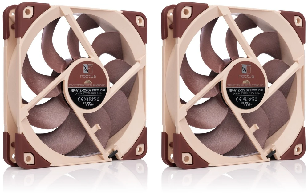 „Noctua NF-A12x25 G2 Sx2-PP PWM“ ventiliatorius, 120 mm, 2 vnt. pakuotėje