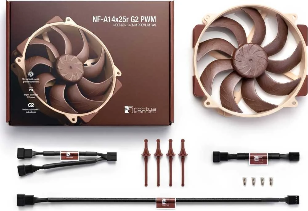 Noctua NF-A14X25R G2 PWM computer cooling system Kompiuterio dėklas Fan 14 cm
