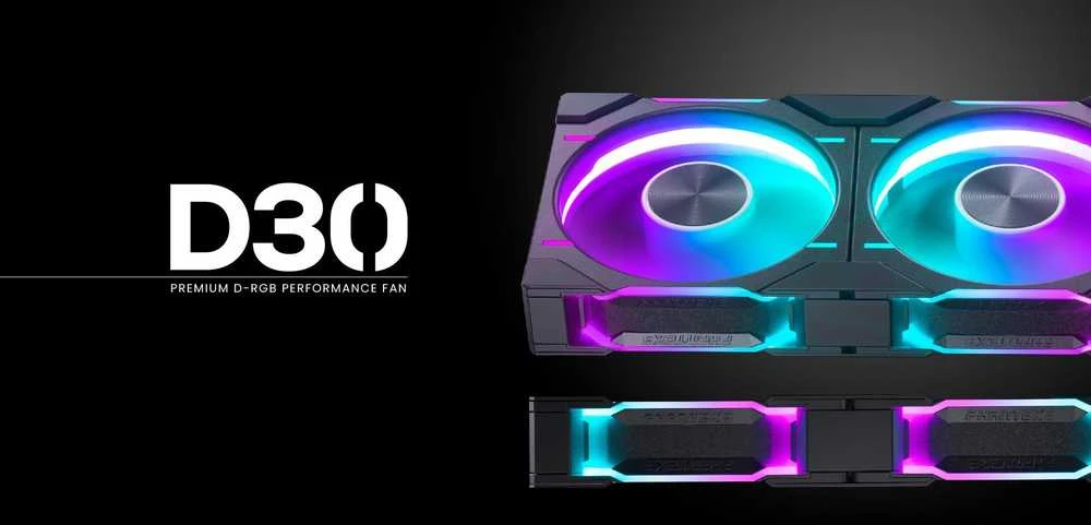 Phanteks D30 PWM Reverse Airflow, D-RGB korpuso ventiliatorius, 3-pack – 140mm, juodos spalvos
