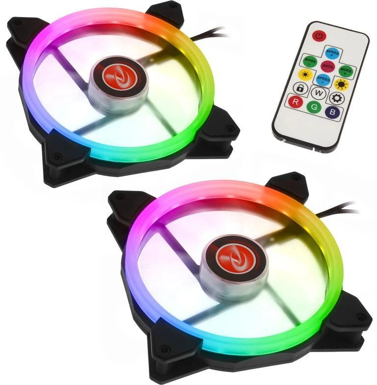 Raijintek IRIS 14 Rainbow RGB LED korpuso ventiliatoriai, 2-Part Set su valdikliu – 140mm