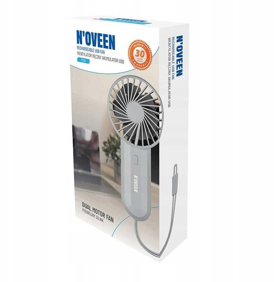 NOVEEN F220 įkraunamas USB rankinis ventiliatorius