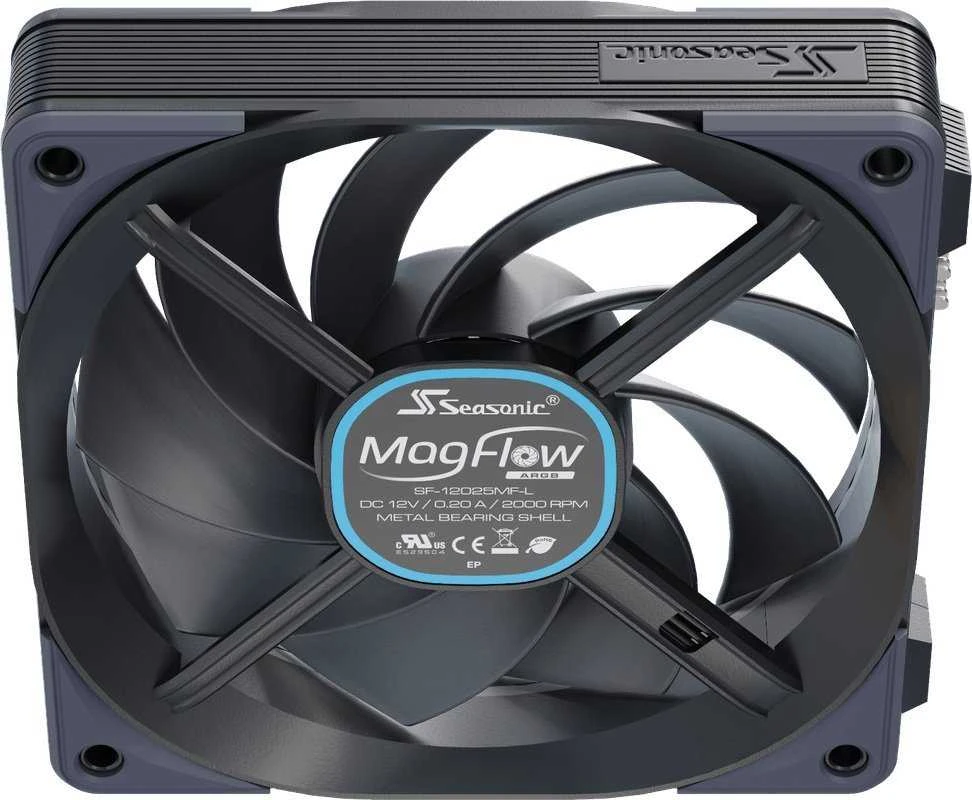 Seasonic MagFlow 1225 ARGB PWM korpuso ventiliatorius – 120 mm, 3 vnt. komplektas
