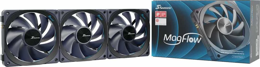 Seasonic MagFlow 1225 PWM korpuso ventiliatorius – 120 mm, 3 vnt. komplektas
