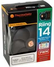 THERMALTAKE Riing 14 LED RGB rinkinys iš 3 didelio našumo korpuso ventiliatorių 3 dalys 140x140x25mm RGB LED triukšmas 28,1 dBA su LNC