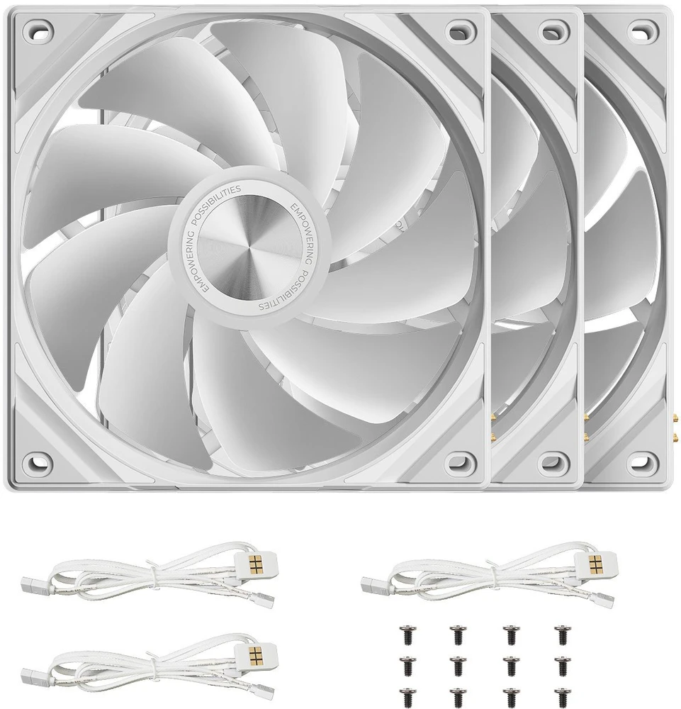 TRYX ROTA SL ARGB reversinis ventiliatorius – 3 vnt. pakuotė, 120 mm, baltas